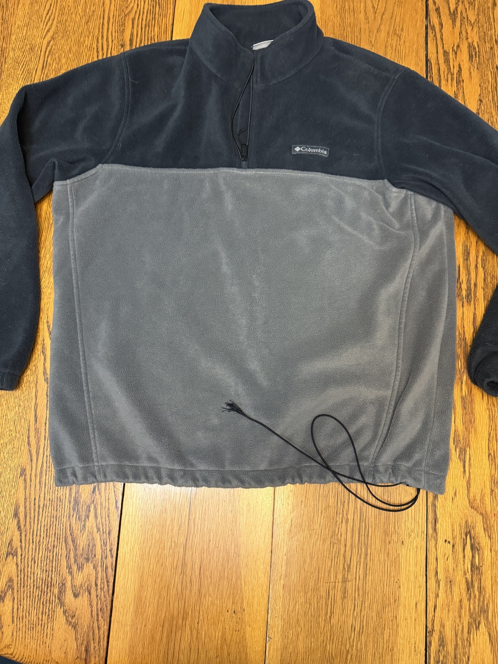 Columbia Pullover Mens XL Gray Black Fleece Half Zip Outdoors Jacket Lightweight